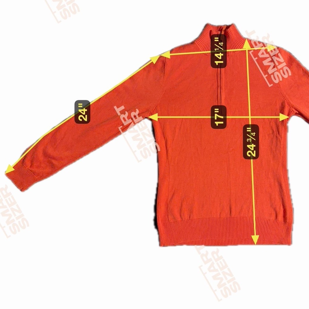 Foxcroft Pumpkin Supima Cotton Quarter 1/4 Zip Pullover Sweater Medium Orange - Picture 7 of 8